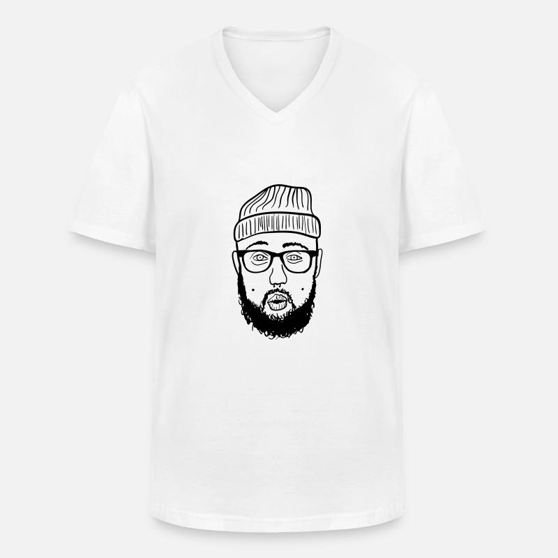Hipster - Männer-T-Shirt mit V-Ausschnitt - Weiß