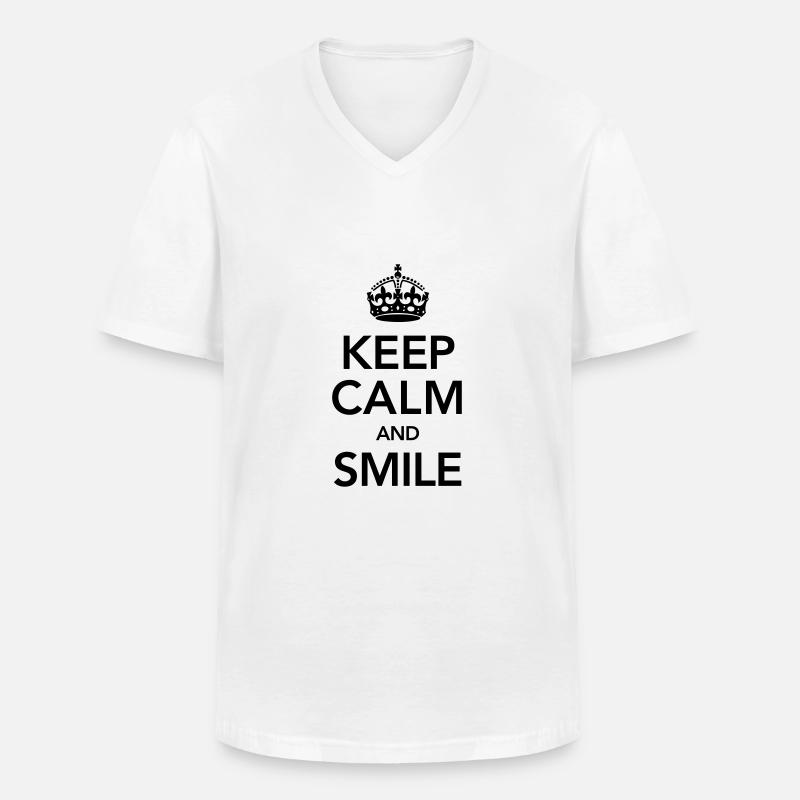 Keep Calm And Smile - Männer-T-Shirt mit V-Ausschnitt - Weiß