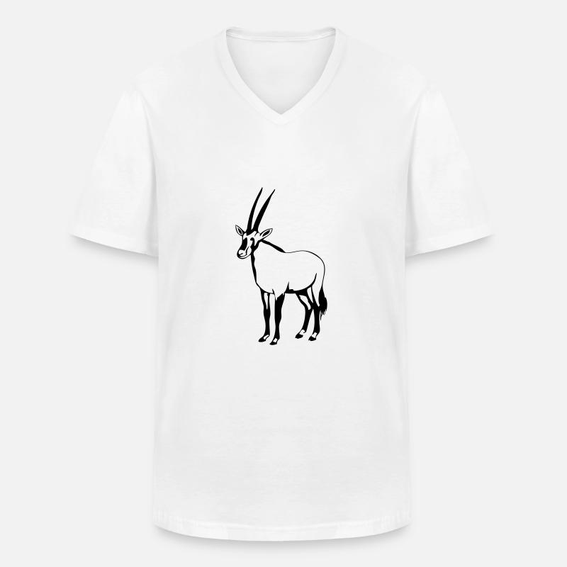 Oryx - Antilope - Männer-T-Shirt mit V-Ausschnitt - Weiß
