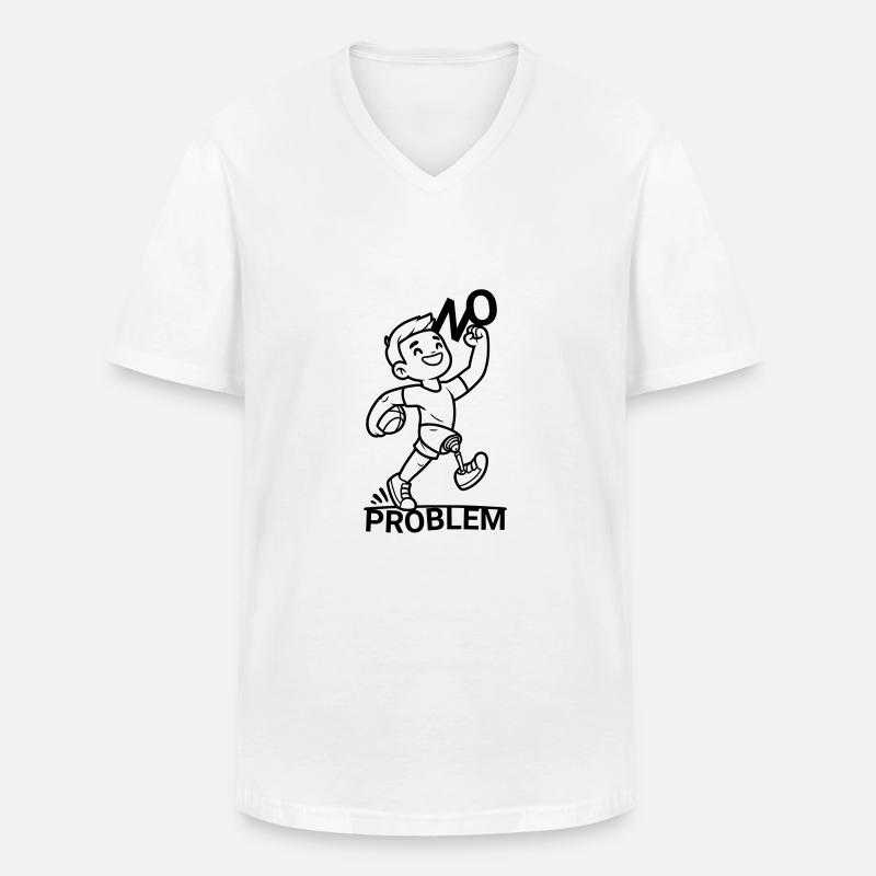 Bein Prothese ? Kein Problem ! - Männer-T-Shirt mit V-Ausschnitt - Weiß