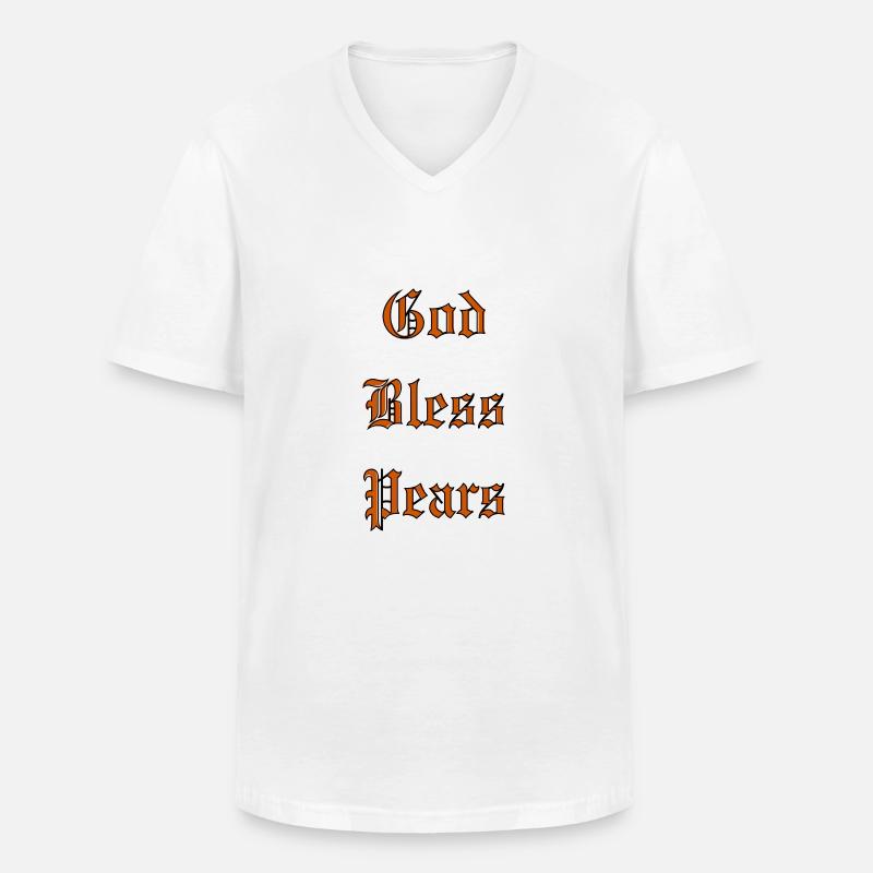 GodBlessPears - Männer-T-Shirt mit V-Ausschnitt - Weiß
