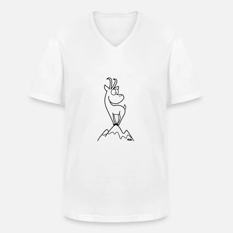 camoscio - Maglietta da uomo classica con scollo a V - bianco