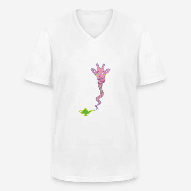 Wunderaffe - Wunderlampe mit Giraffe Geschenk - Männer-T-Shirt mit V-Ausschnitt - Weiß