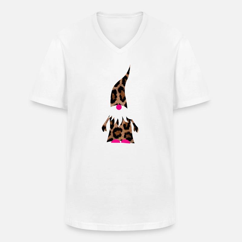 Wichtel pink Leopard Deko Weihnachten Geschenkidee - Männer-T-Shirt mit V-Ausschnitt - Weiß