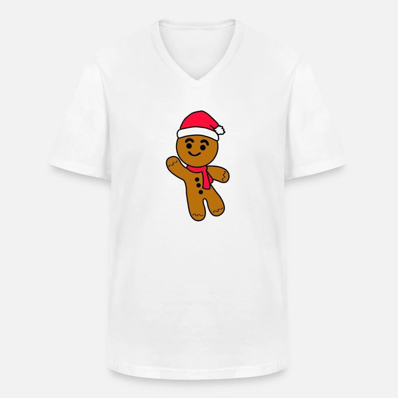 Lebkuchenmann - Männer-T-Shirt mit V-Ausschnitt - Weiß