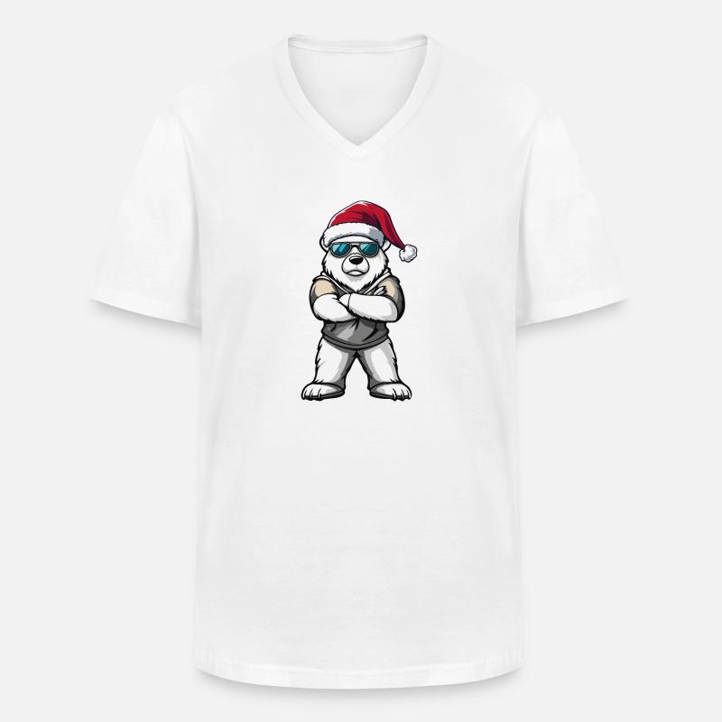 Eisbär Weihnachtsmann - Männer-T-Shirt mit V-Ausschnitt - Weiß
