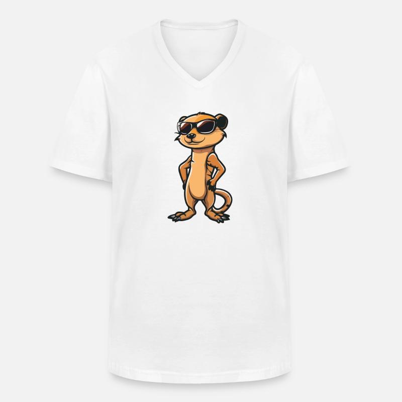 Erdmännchen Comic Cool - Männer-T-Shirt mit V-Ausschnitt - Weiß
