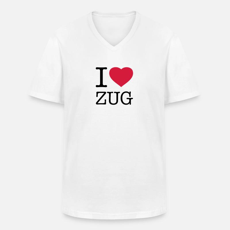 I LOVE ZUG - Männer-T-Shirt mit V-Ausschnitt - Weiß