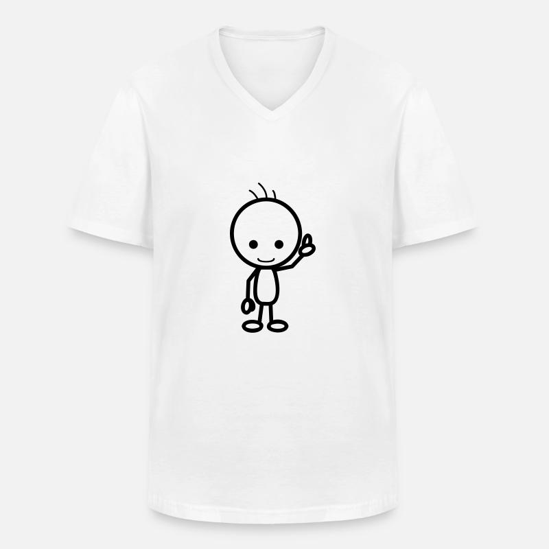 männchen - Männer-T-Shirt mit V-Ausschnitt - Weiß