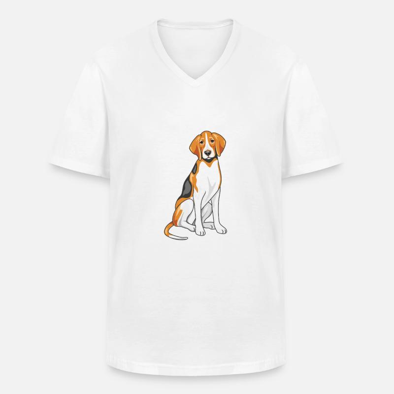 Foxhound assis - T-shirt col V Homme - blanc
