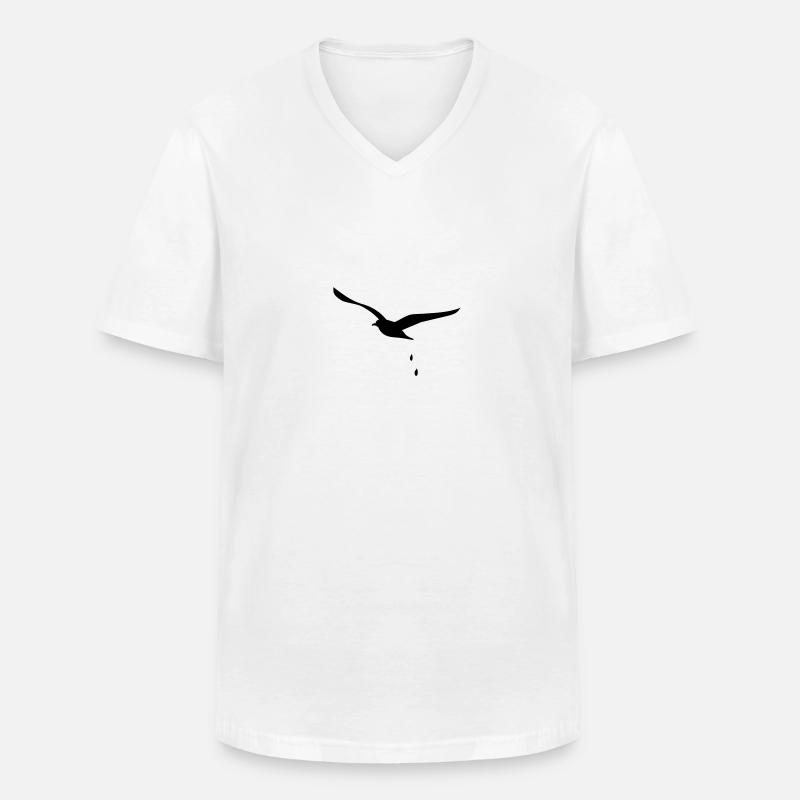 Möwen-Attacke / seagull droppings (1c) - Männer-T-Shirt mit V-Ausschnitt - Weiß