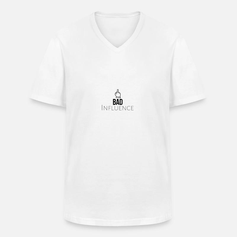 Bad Influence - Männer-T-Shirt mit V-Ausschnitt - Weiß