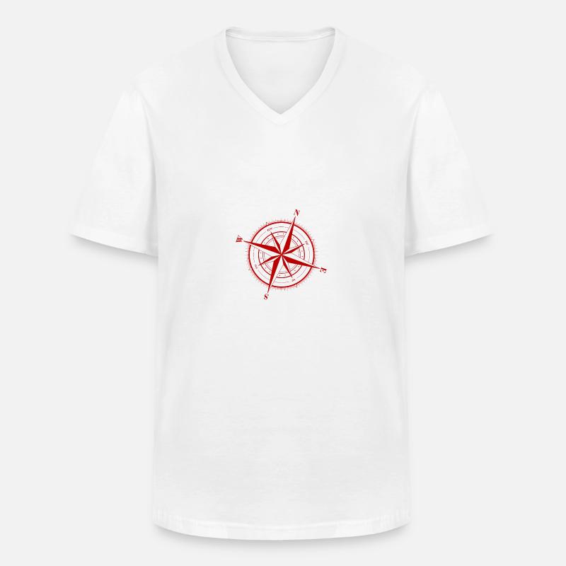 Nordend Kompass Logo - Männer-T-Shirt mit V-Ausschnitt - Weiß