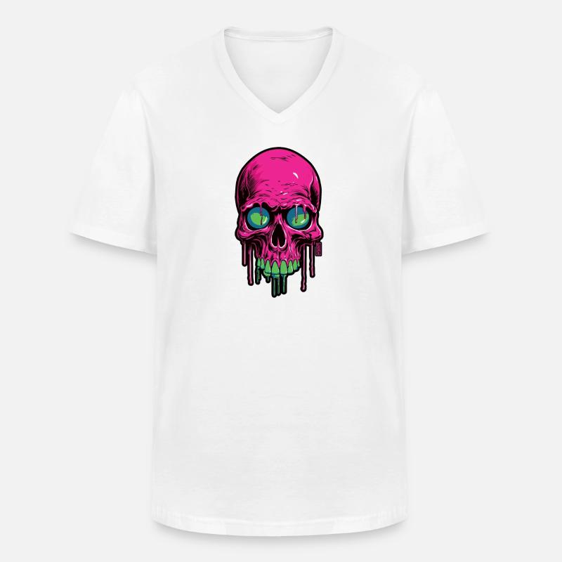 Pink Skull - Männer-T-Shirt mit V-Ausschnitt - Weiß