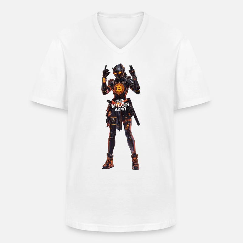 Bitcoin Bazooka – Die Bitcoin-Armee – Samurai 04 - Männer-T-Shirt mit V-Ausschnitt - Weiß
