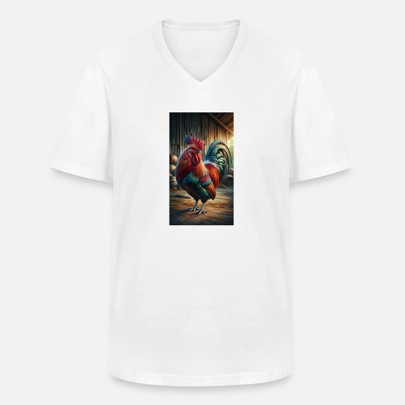 Rooster - Men's V-Neck T-Shirt - white
