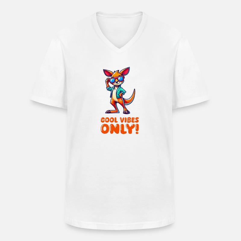 Kangaroo Comic Sonnenbrille - Männer-T-Shirt mit V-Ausschnitt - Weiß