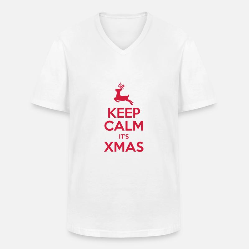 Keep Calm It's Xmas - Männer-T-Shirt mit V-Ausschnitt - Weiß