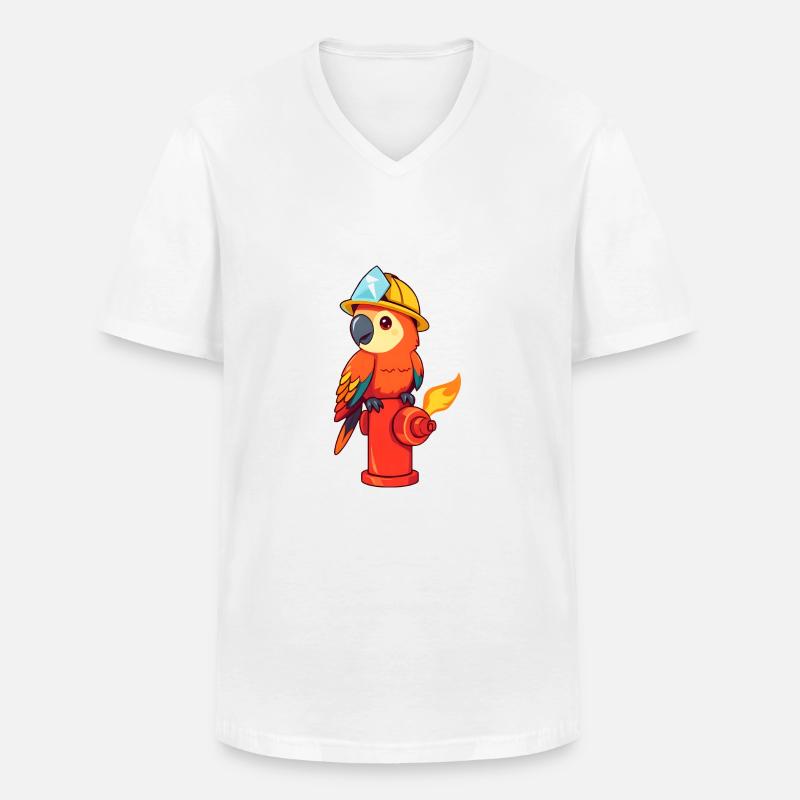 Fröhlicher Bauheld mit Edelsteinschatz - Männer-T-Shirt mit V-Ausschnitt - Weiß