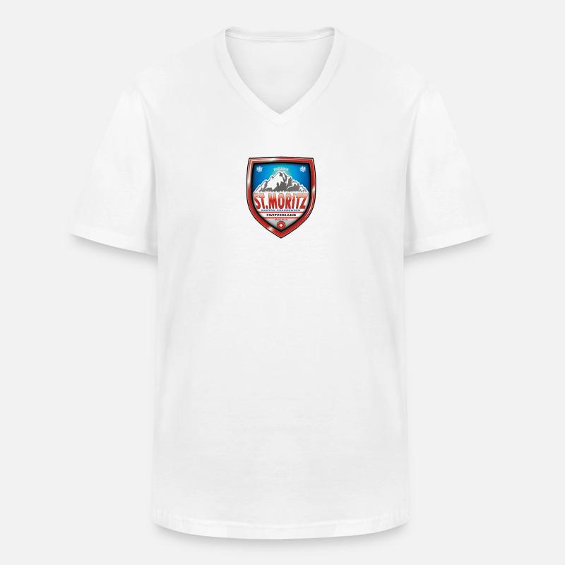 St. Moritz, Schweiz - Männer-T-Shirt mit V-Ausschnitt - Weiß
