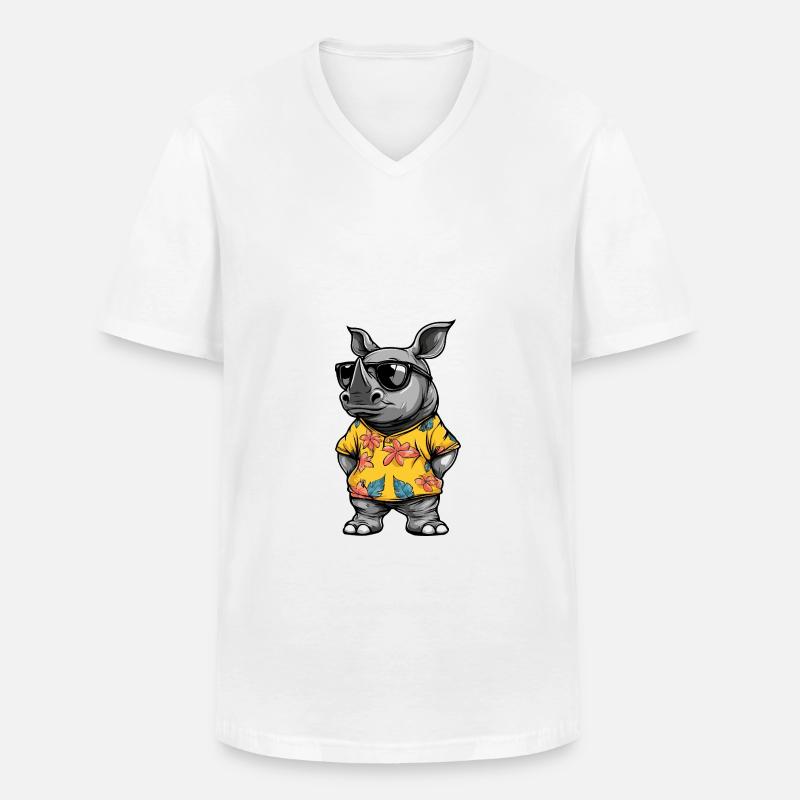 Nashorn Comic Urlaub - Männer-T-Shirt mit V-Ausschnitt - Weiß