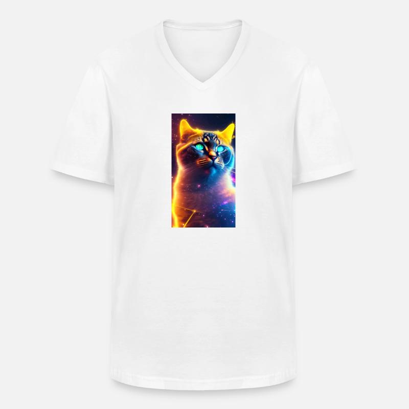 AstroCat Orange Version - Männer-T-Shirt mit V-Ausschnitt - Weiß