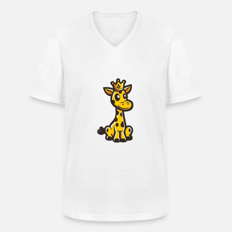 Giraffe Comic Krone - Männer-T-Shirt mit V-Ausschnitt - Weiß