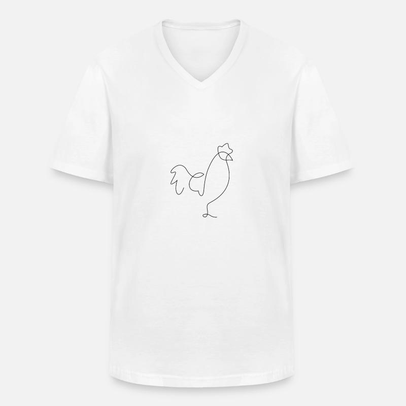 Hahn - Männer-T-Shirt mit V-Ausschnitt - Weiß