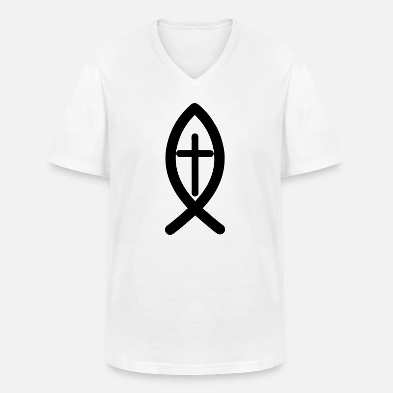 Jesus-Symbol - Männer-T-Shirt mit V-Ausschnitt - Weiß