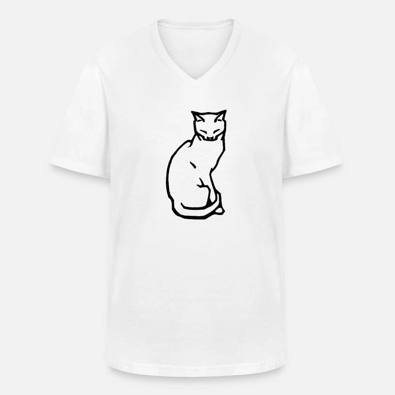Katze - Männer-T-Shirt mit V-Ausschnitt - Weiß