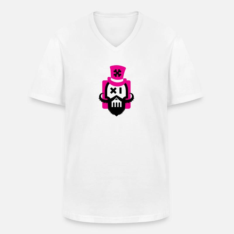 Bartschädel Magenta - Männer-T-Shirt mit V-Ausschnitt - Weiß