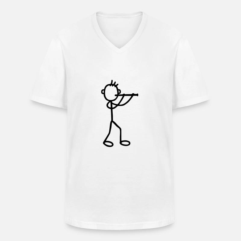 Flöter - Bläser - Männer-T-Shirt mit V-Ausschnitt - Weiß