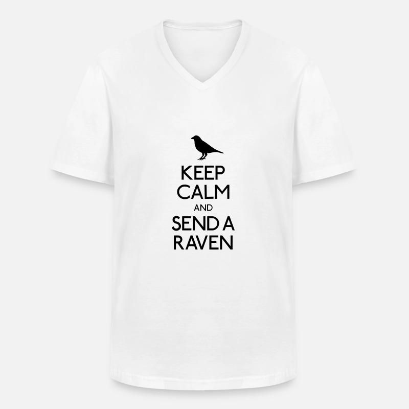 Keep Calm Raven - Männer-T-Shirt mit V-Ausschnitt - Weiß