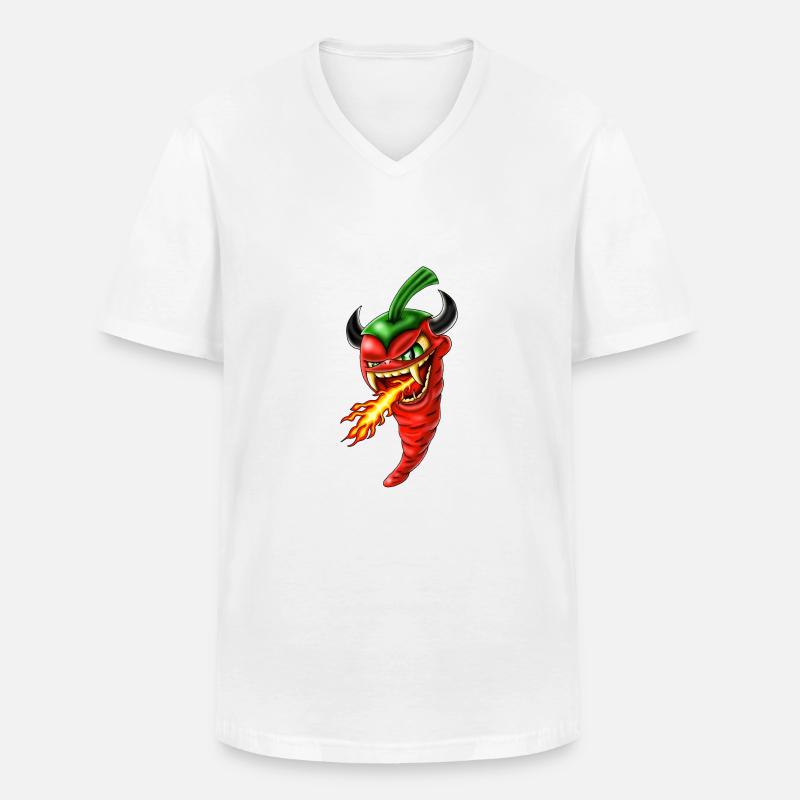 Chilli devil - Männer-T-Shirt mit V-Ausschnitt - Weiß
