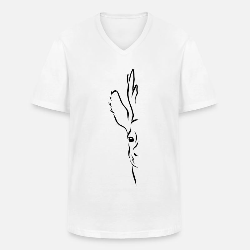 Rehbock Halb-Portrait schwarz - Männer-T-Shirt mit V-Ausschnitt - Weiß