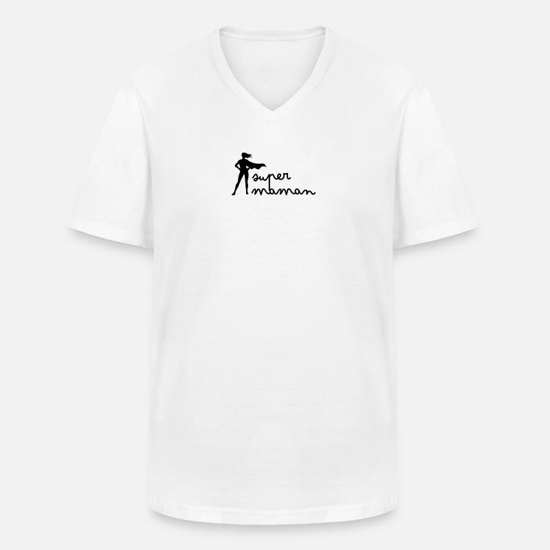 Super Mama - Männer-T-Shirt mit V-Ausschnitt - Weiß