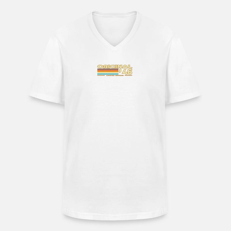 Originale 46 Pastellstreifen - Männer-T-Shirt mit V-Ausschnitt - Weiß