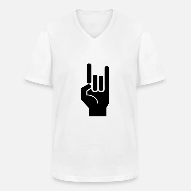 Rock and roll hand de - Männer-T-Shirt mit V-Ausschnitt - Weiß