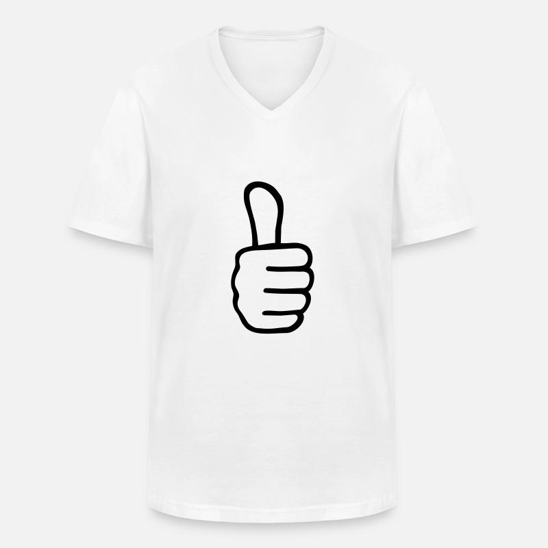 Daumen - Männer-T-Shirt mit V-Ausschnitt - Weiß