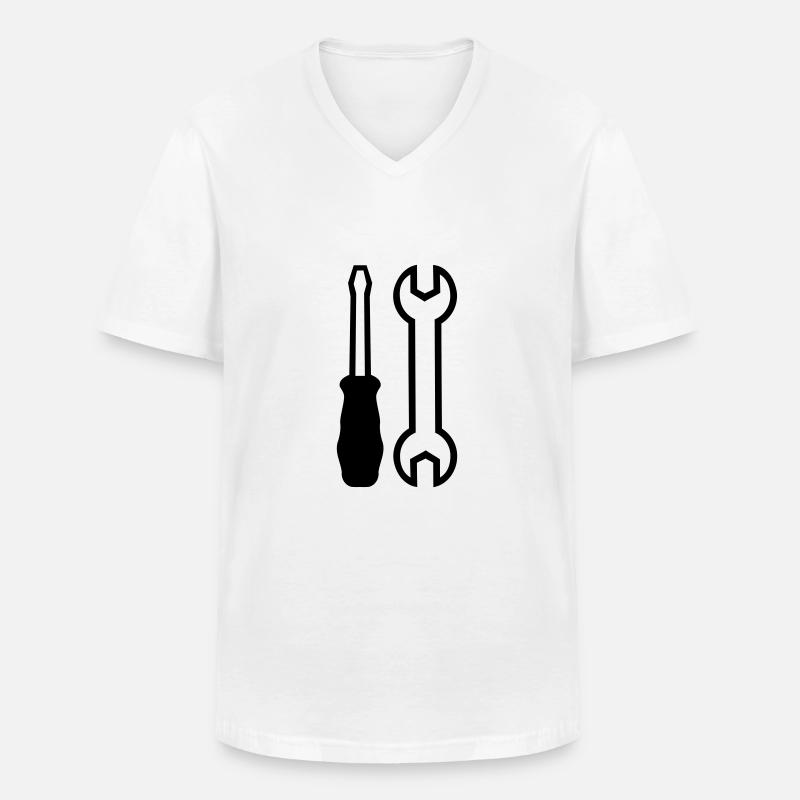 Werkzeug - Männer-T-Shirt mit V-Ausschnitt - Weiß
