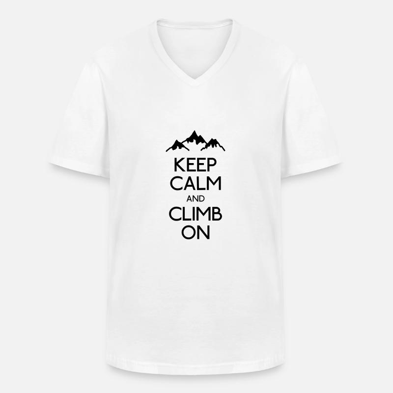 Keep Calm Klettern - Männer-T-Shirt mit V-Ausschnitt - Weiß