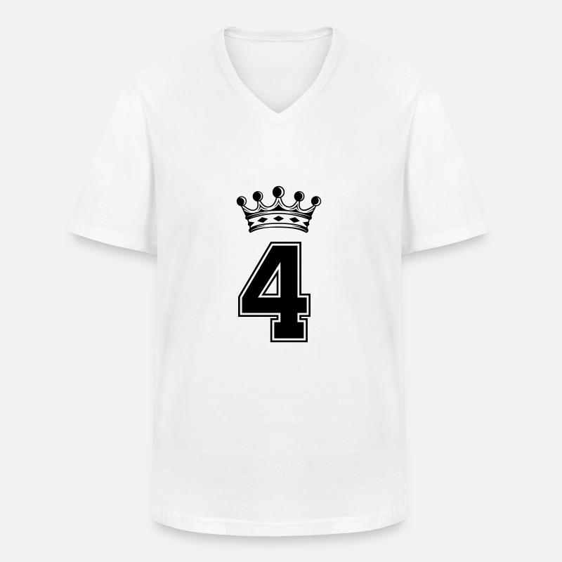 4 Krone - Männer-T-Shirt mit V-Ausschnitt - Weiß
