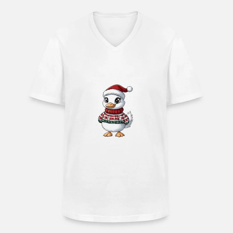 Gans Weihnachten Comic - Männer-T-Shirt mit V-Ausschnitt - Weiß