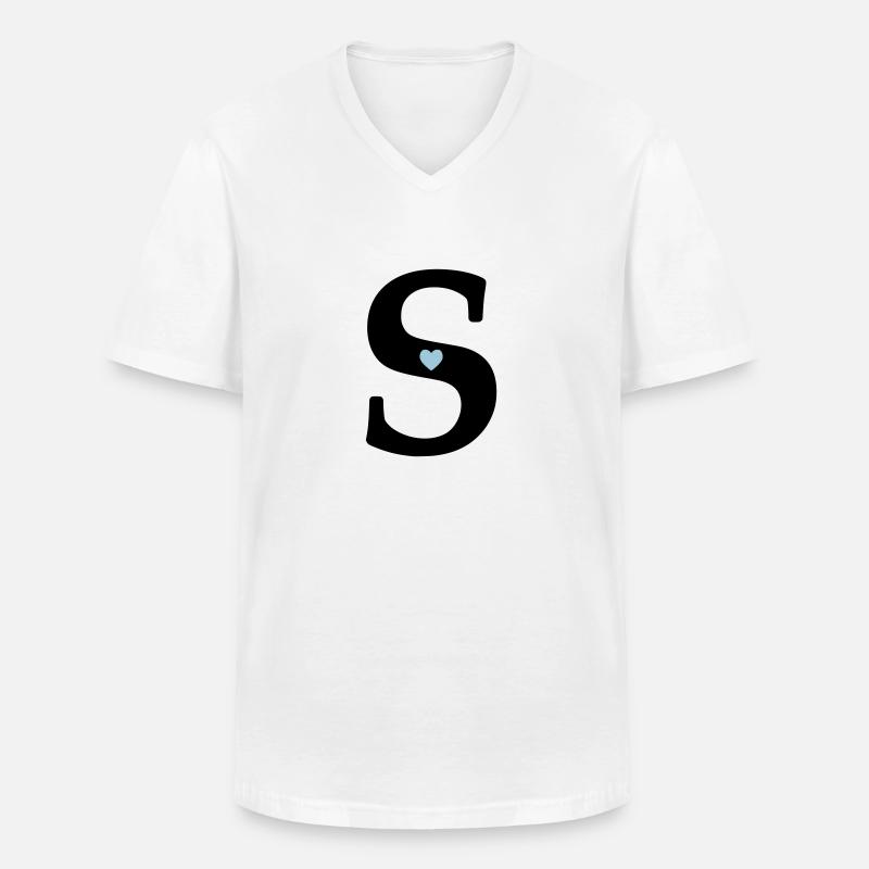 Buchstabe S Anfangsbuchstabe - Männer-T-Shirt mit V-Ausschnitt - Weiß