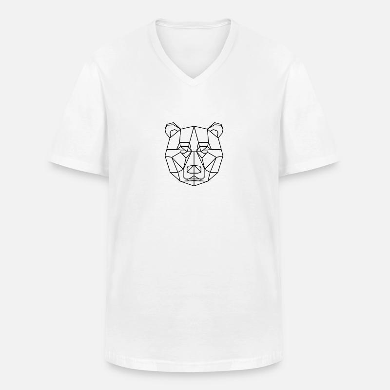 Bär Geometrisch schwarz - Männer-T-Shirt mit V-Ausschnitt - Weiß