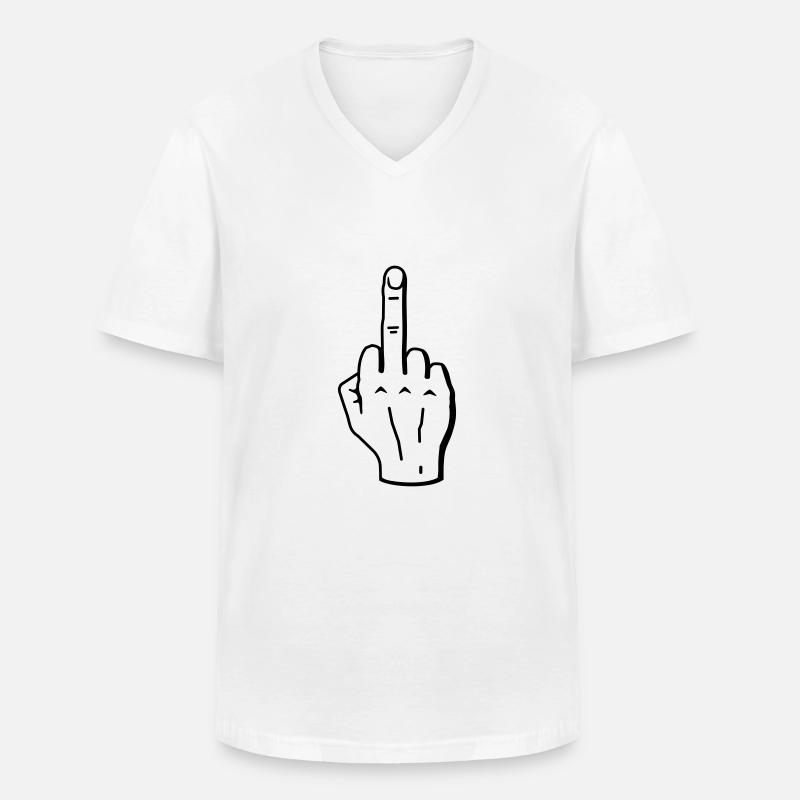 mittelfinger - Männer-T-Shirt mit V-Ausschnitt - Weiß