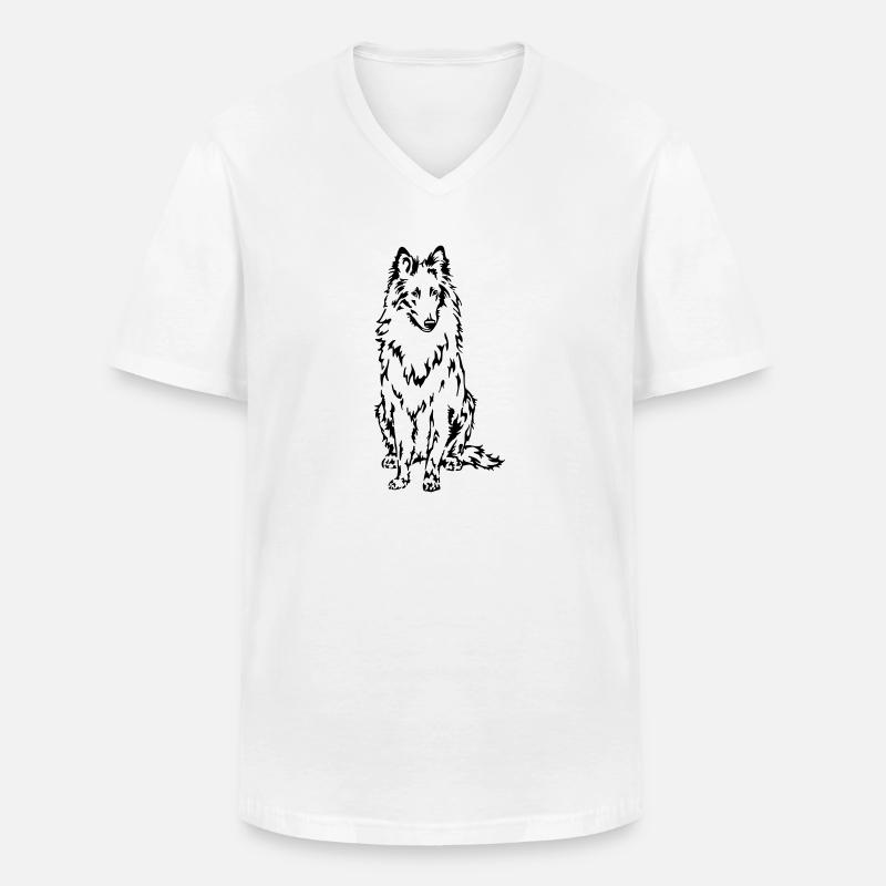 Groenendael Hundemotiv - Männer-T-Shirt mit V-Ausschnitt - Weiß
