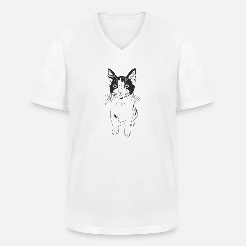 Süße Katze - Männer-T-Shirt mit V-Ausschnitt - Weiß