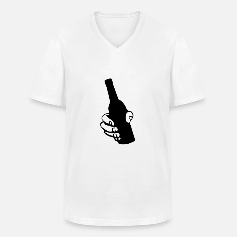hand mit bierflasche - Männer-T-Shirt mit V-Ausschnitt - Weiß