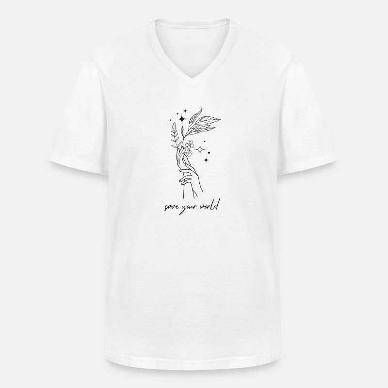 Save your world - Männer-T-Shirt mit V-Ausschnitt - Weiß